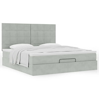 vidaXL Ottoman sängram med madrasser ljusgrå 160x200 cm sammet