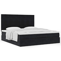 vidaXL Ottoman sängram med madrasser svart 160x200 cm sammet