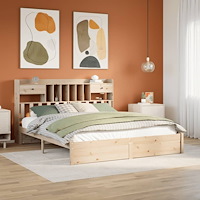 vidaXL Säng med bokhylla utan madrass 180x200cm massiv furu
