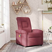 vidaXL Massagefåtölj vinröd tyg