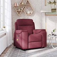 vidaXL Massagefåtölj vinröd tyg