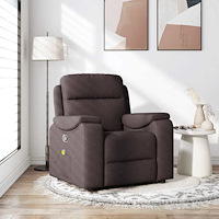 vidaXL Massagefåtölj mörkbrun tyg