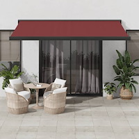 vidaXL Markis automatiskt infällbar vinröd 450x300 cm