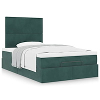 vidaXL Ottoman sängram med madrasser mörkgrön 120x200 cm sammet