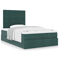 vidaXL Ottoman sängram med madrasser mörkgrön 120x200 cm sammet