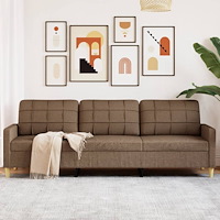 vidaXL 3-sitssoffa brun 210 cm tyg