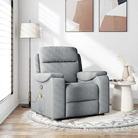 vidaXL Massagefåtölj ljusgrå tyg