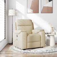 vidaXL Massagefåtölj gräddvit tyg
