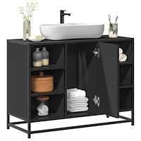 vidaXL Tvättställsskåp svart 80x33x60 cm konstruerat trä