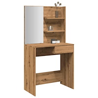 vidaXL Sminkbord med spegel artisan ek 74,5x40x141 cm