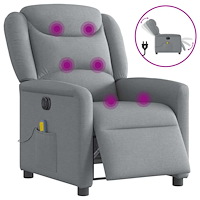 vidaXL Elektrisk massagefåtölj ljusgrå tyg