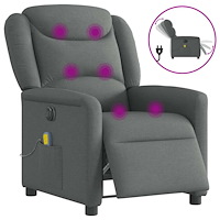 vidaXL Elektrisk massagefåtölj mörkgrå tyg