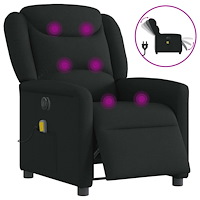 vidaXL Elektrisk massagefåtölj med uppresningshjälp svart tyg