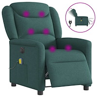 vidaXL Elektrisk massagefåtölj mörkgrön tyg
