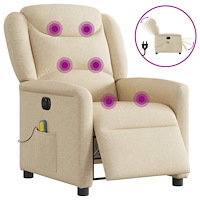 vidaXL Elektrisk massagefåtölj gräddvit tyg