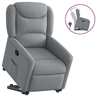 vidaXL Reclinerfåtölj med uppresningshjälp ljusgrå tyg