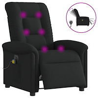 vidaXL Elektrisk massagefåtölj med uppresningshjälp svart tyg