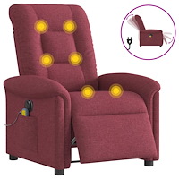 vidaXL Elektrisk massagefåtölj vinröd tyg