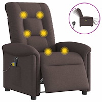 vidaXL Elektrisk massagefåtölj mörkbrun tyg