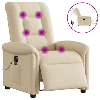 vidaXL Elektrisk massagefåtölj gräddvit tyg