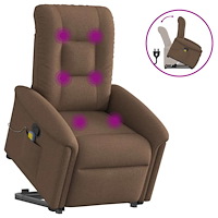vidaXL Massagefåtölj med uppresningshjälp brun tyg