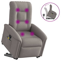 vidaXL Massagefåtölj med uppresningshjälp taupe tyg