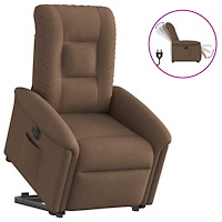 vidaXL Elektrisk reclinerfåtölj med uppresningshjälp brun tyg