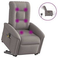 vidaXL Elektrisk massagefåtölj med uppresningshjälp taupe tyg