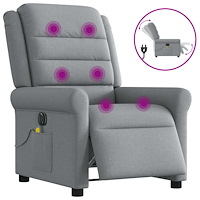 vidaXL Elektrisk massagefåtölj ljusgrå tyg