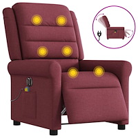 vidaXL Elektrisk massagefåtölj vinröd tyg