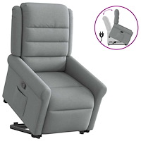 vidaXL Reclinerfåtölj med uppresningshjälp ljusgrå tyg
