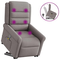 vidaXL Massagefåtölj med uppresningshjälp taupe tyg