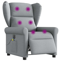 vidaXL Elektrisk massagefåtölj ljusgrå tyg