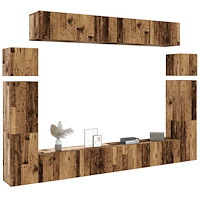 vidaXL TV-skåp väggmonterat 8 delar gammalt trä konstruerat trä