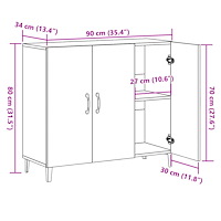 vidaXL Skänk gammalt trä 90x34x80 cm konstruerat trä