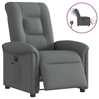 vidaXL Elektrisk reclinerfåtölj mörkgrå tyg