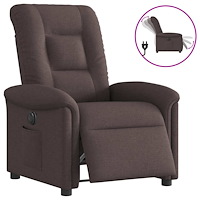 vidaXL Elektrisk reclinerfåtölj mörkbrun tyg