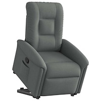vidaXL Reclinerfåtölj med uppresningshjälp mörkgrå tyg