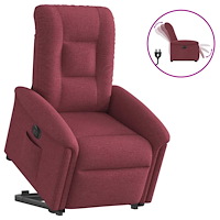 vidaXL Elektrisk reclinerfåtölj med uppresningshjälp vinröd tyg