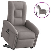 vidaXL Elektrisk reclinerfåtölj med uppresningshjälp taupe tyg