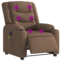 vidaXL Elektrisk massagefåtölj brun tyg