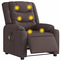 vidaXL Elektrisk massagefåtölj mörkbrun tyg