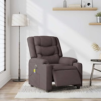 vidaXL Elektrisk massagefåtölj mörkbrun tyg