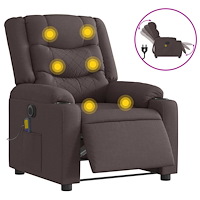 vidaXL Elektrisk massagefåtölj mörkbrun tyg