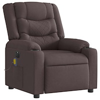 vidaXL Elektrisk massagefåtölj mörkbrun tyg
