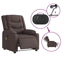 vidaXL Elektrisk massagefåtölj mörkbrun tyg