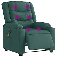 vidaXL Elektrisk massagefåtölj mörkgrön tyg