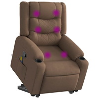 vidaXL Massagefåtölj med uppresningshjälp brun tyg