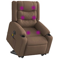 vidaXL Elektrisk massagefåtölj med uppresningshjälp brun tyg