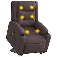 vidaXL Elektrisk massagefåtölj med uppresningshjälp mörkbrun tyg